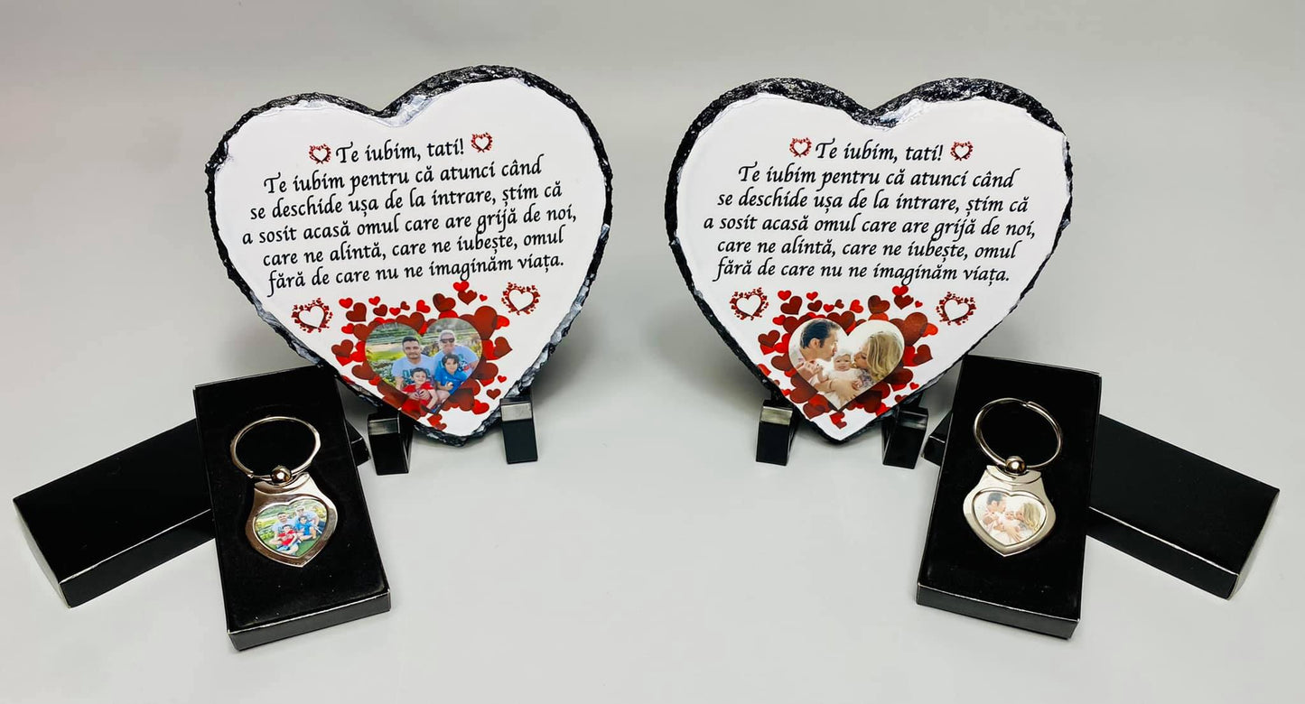 Piatră Ardezie Inimă "Te iubim tati"