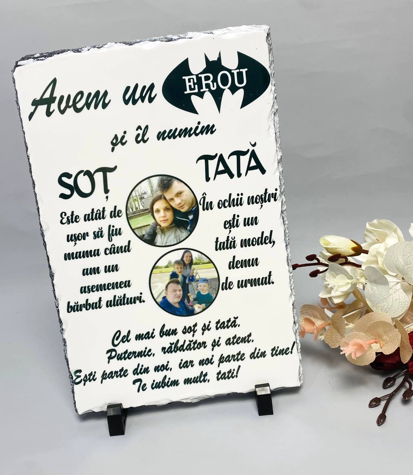 Placă din ardezie "Erou - Soț și Tată"