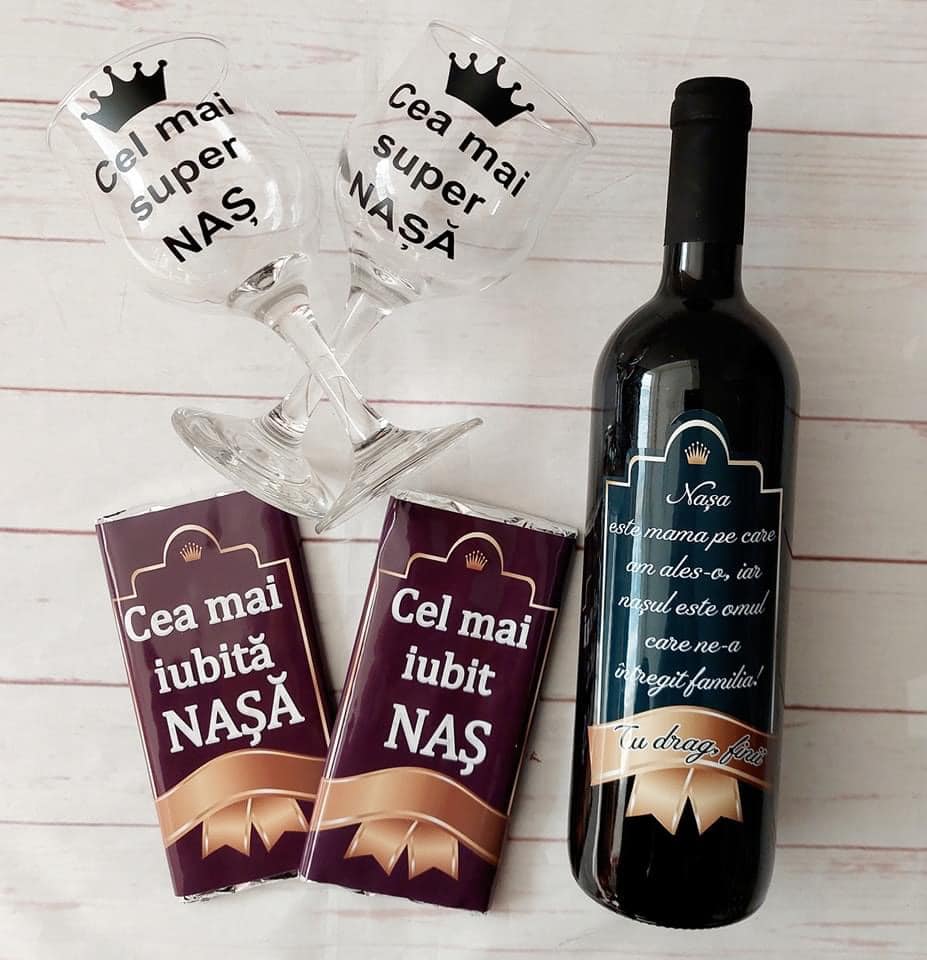 Cutie vin nași "Cu drag din partea finuței/finuțului"