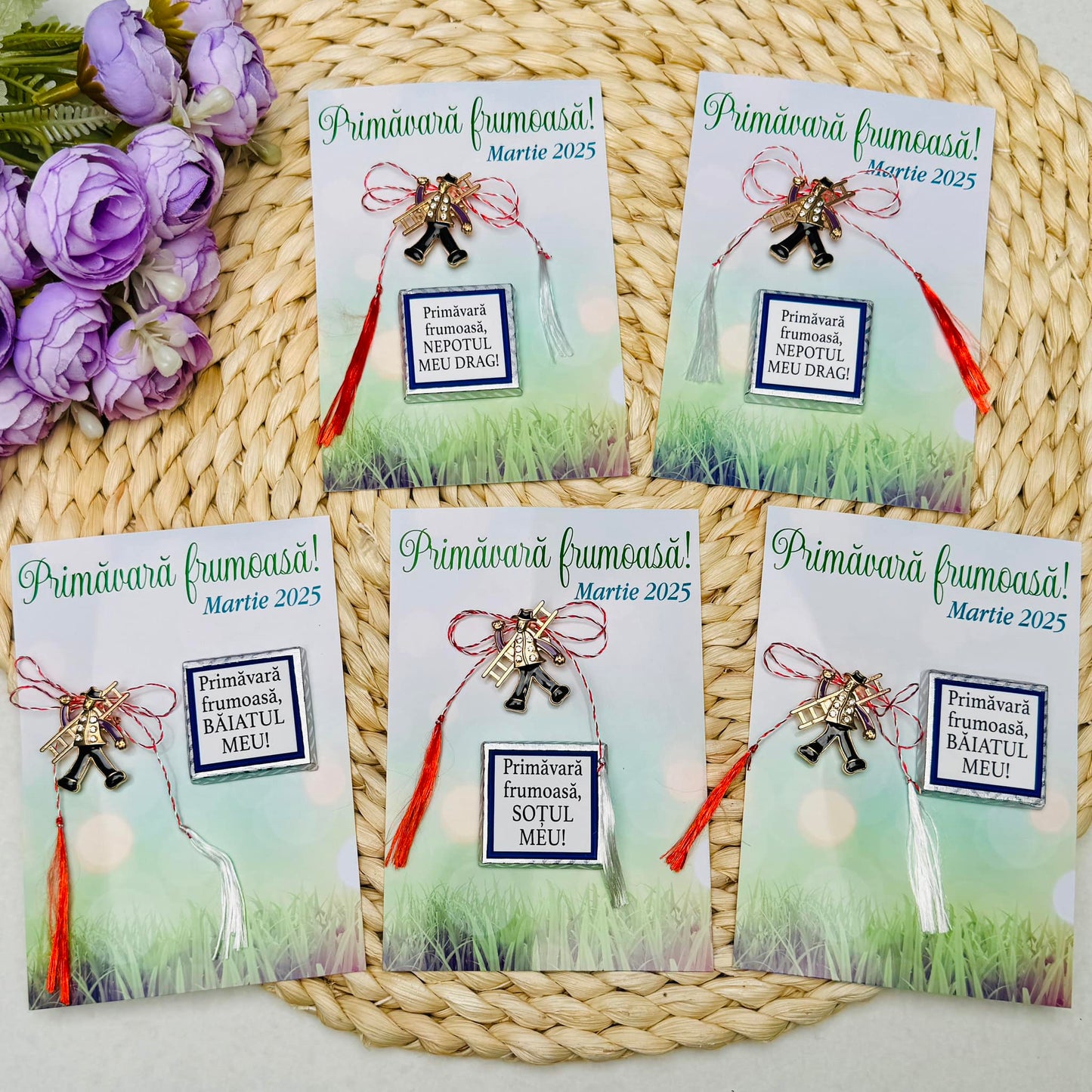 Set Mărțișor – Broșă Coșar și mini cicolată cu mesaj