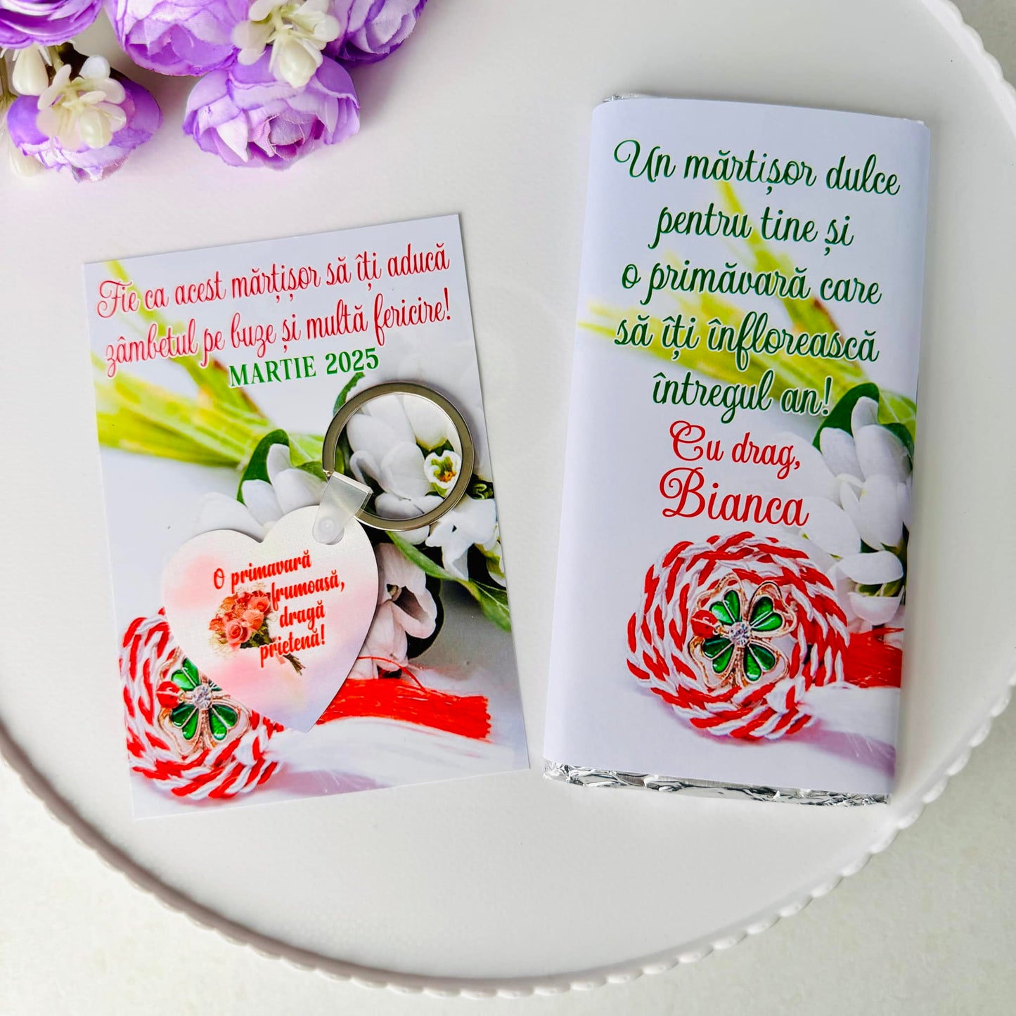 Set Mărțișor – Breloc inimă și cicolată