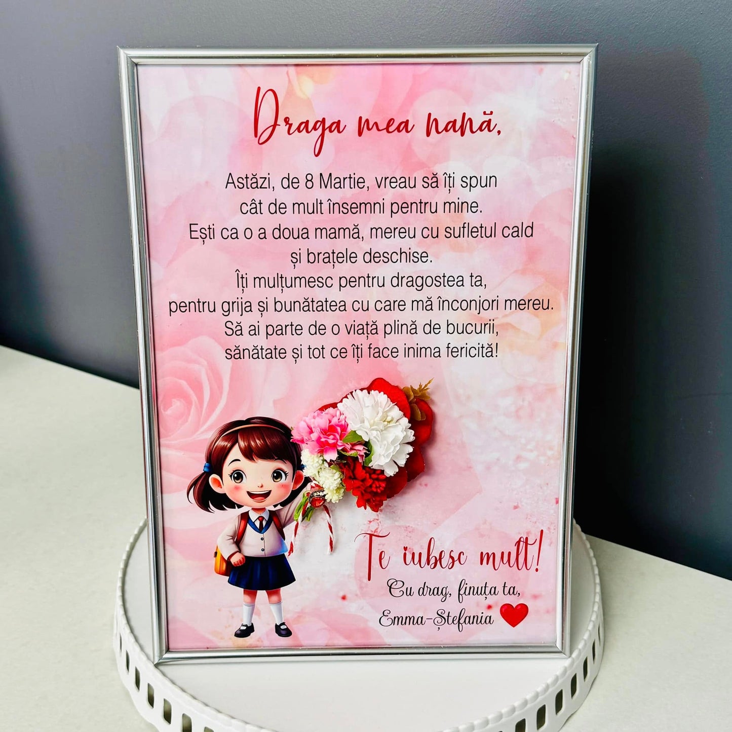 Ramă cu buchețel de flori- Mărțișor