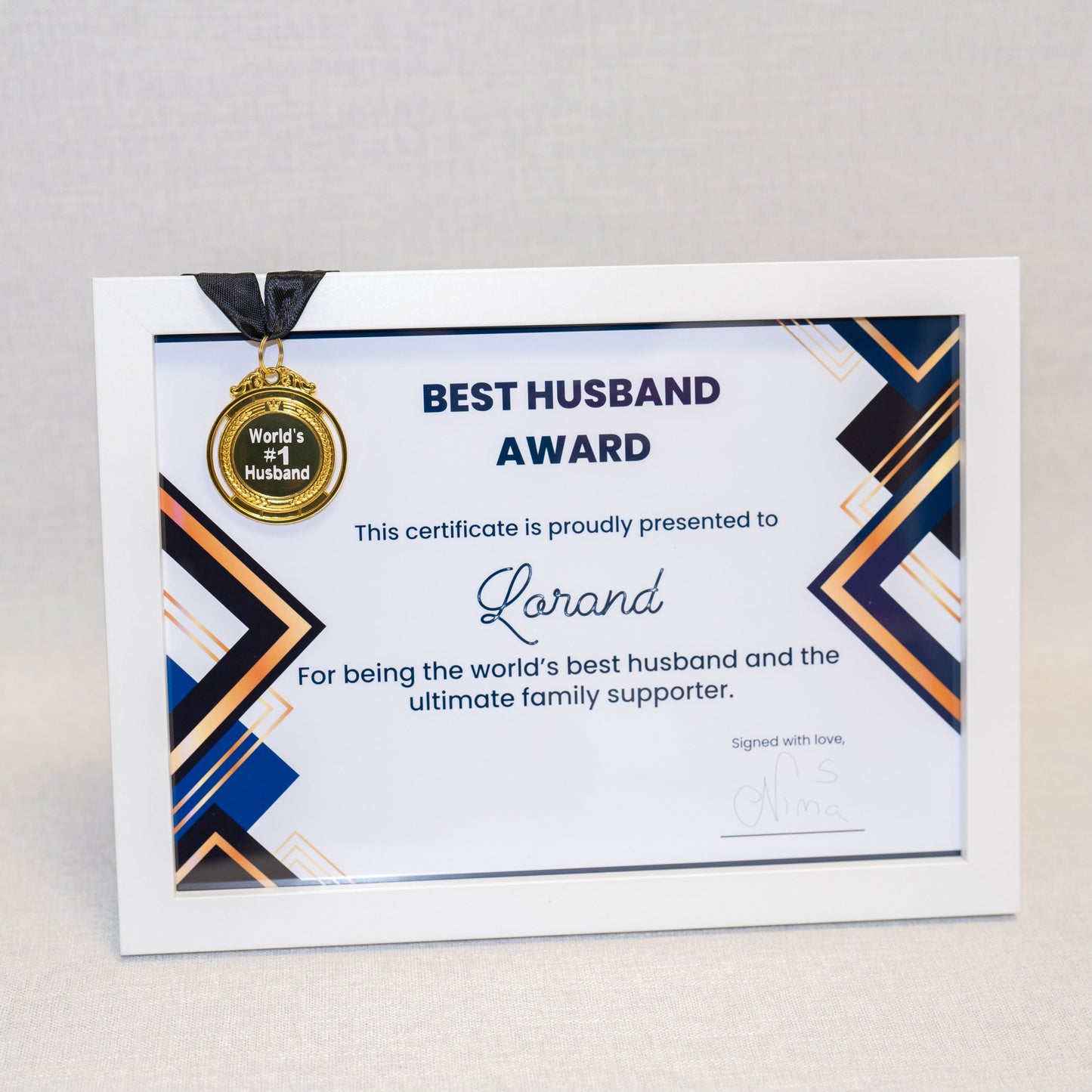 Ramă "Best Husband Award"– cu medalie „World’s No.1 Husband”