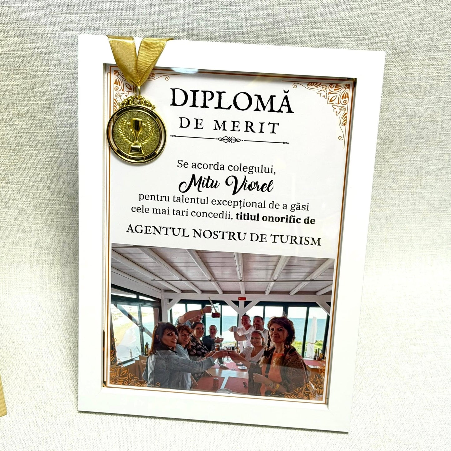 Diplomă de merit cu poză și medalie