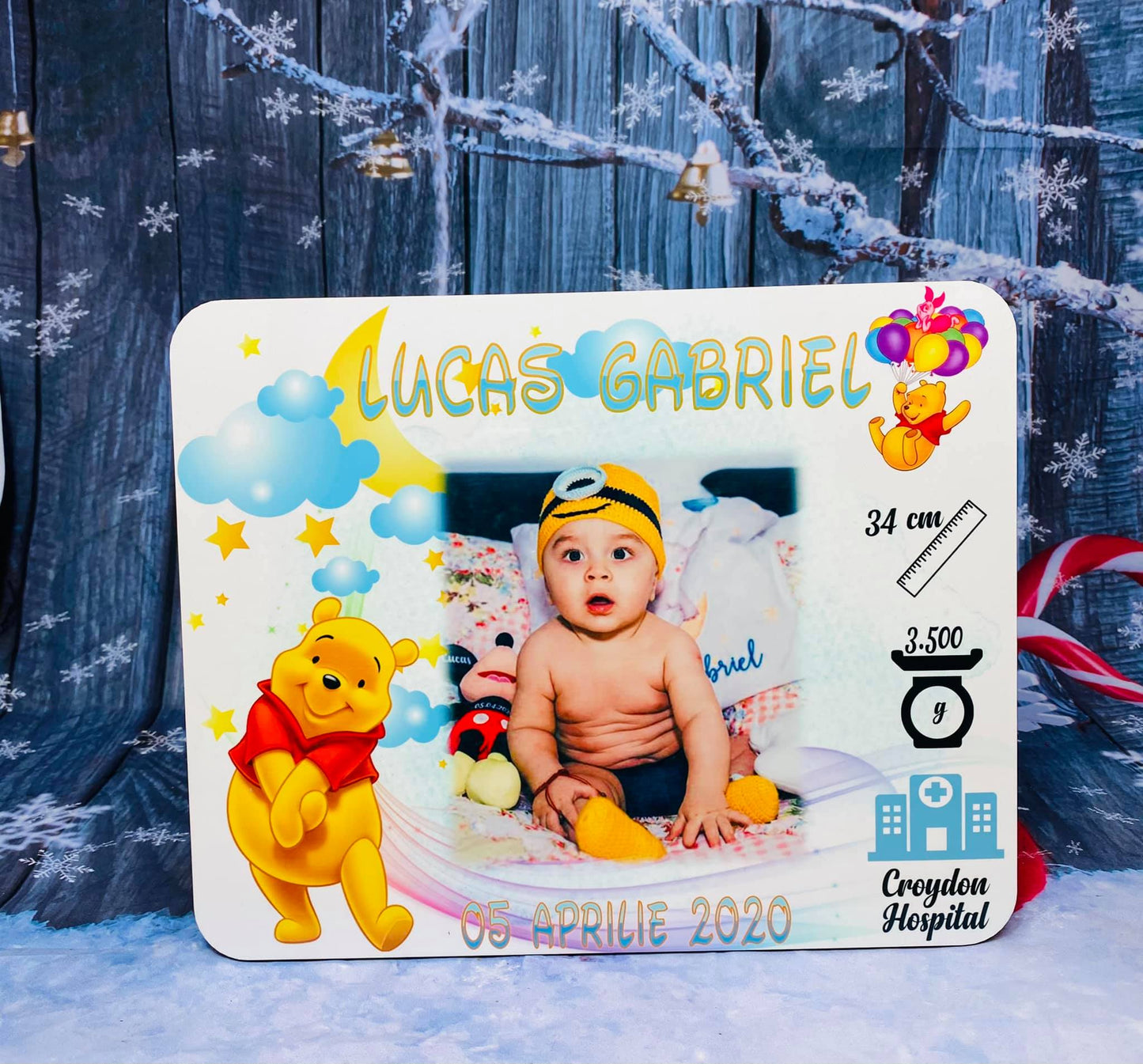 Ramă Winnie cu poză și datele de la naștere
