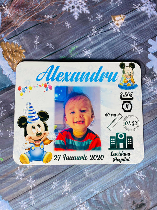 Ramă Mickey cu poză și datele de la naștere