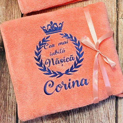 Prosoape de baie "Cea mai iubită nășică/Cel mai iubit nășic"