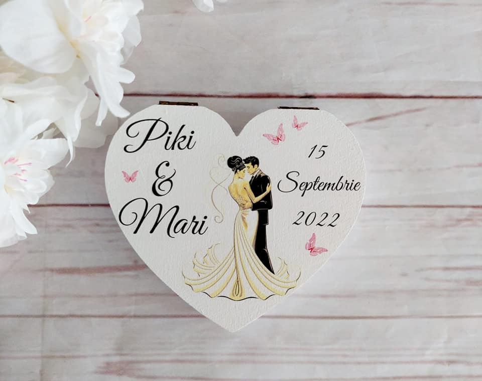 Cutie pentru verighete - Inima cu poza
