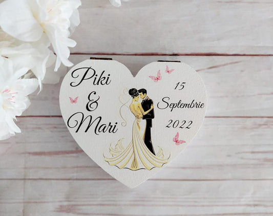 Cutie pentru verighete - Inima cu poza