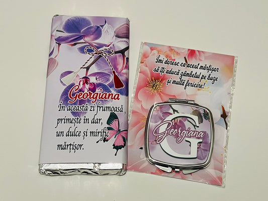 Set Mărțișor – Oglindă de poșetă și cicolată