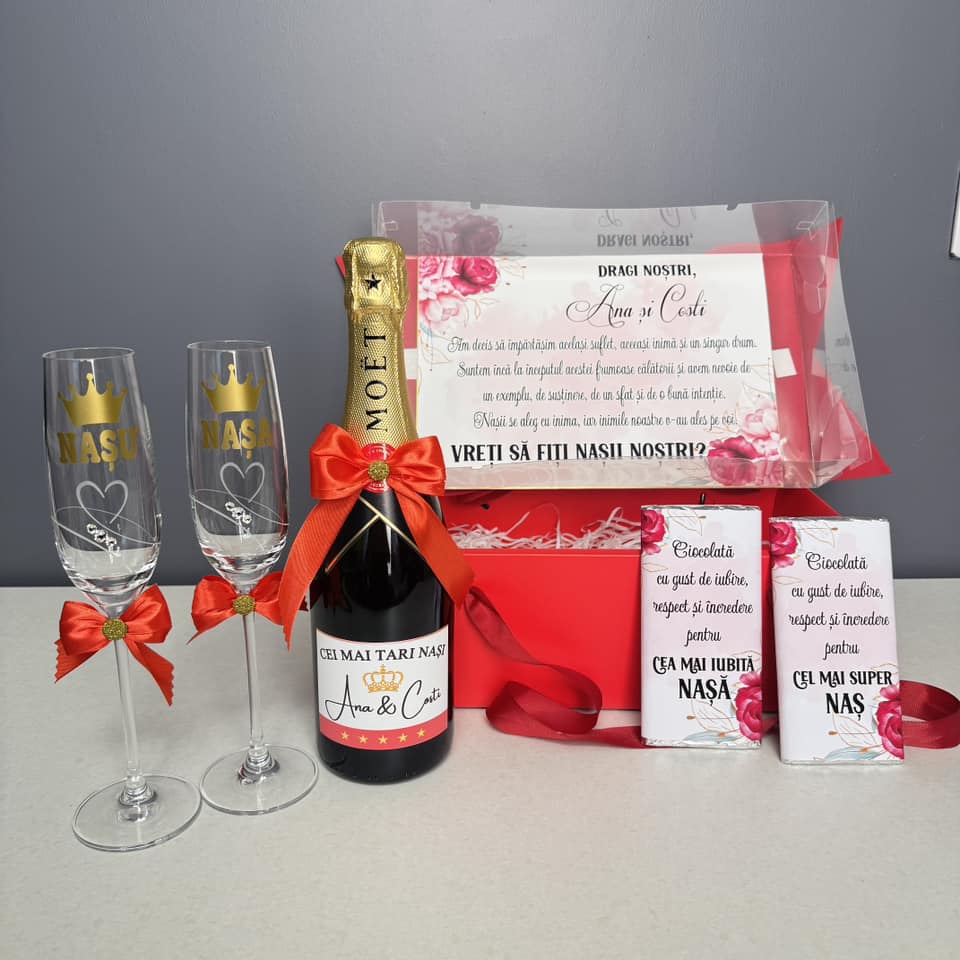 Cutie Moet "Vreți să fiți nașii noștri"