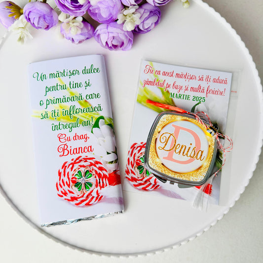 Set Mărțișor – Oglindă de poșetă și cicolată