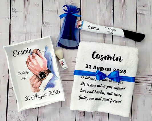Set de gătit mire Cosmin - Tavă, topor, prosop și pămătuf