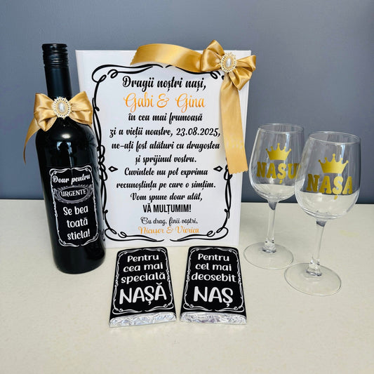 Cutie vin nași "Muțumim că ne-ați fost alături"