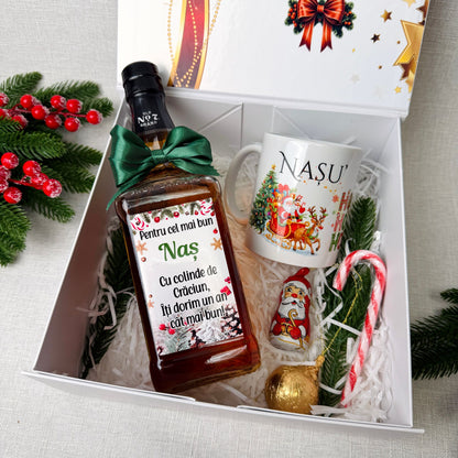 Cutie Cadou Crăciun – Sticlă Jack Daniels, cană și ciocolate