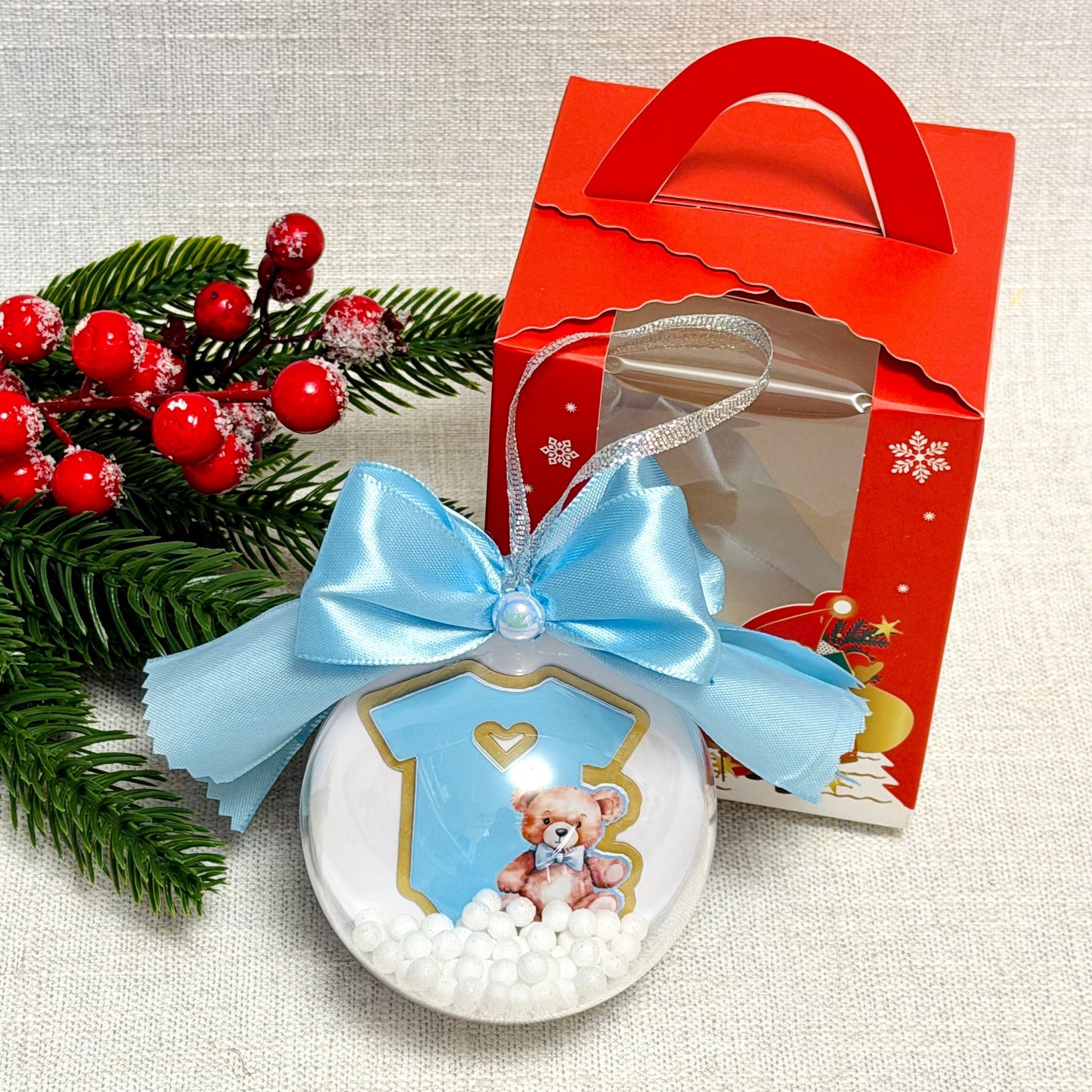 Glob personalizat - Primul Crăciun la mami în burtică și ursuleț