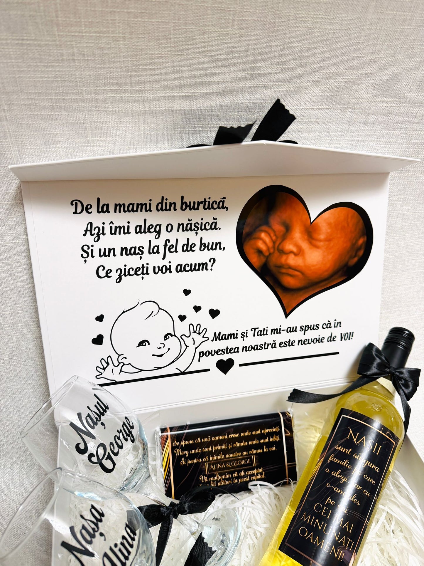 Cutie vin alb "Vreți să fiți nănuții mei"
