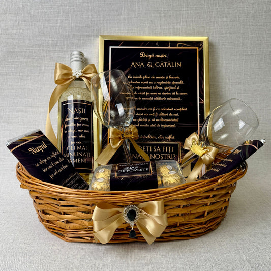 Coș cerere Nași - negru&auriu