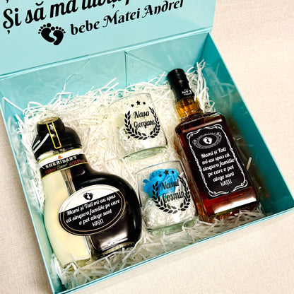 Set bleu Jack Daniels și Sheidans "Vreți să fiți nănuții mei"