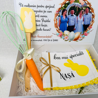 Cutie pentru nași cu poza - tematica Paște