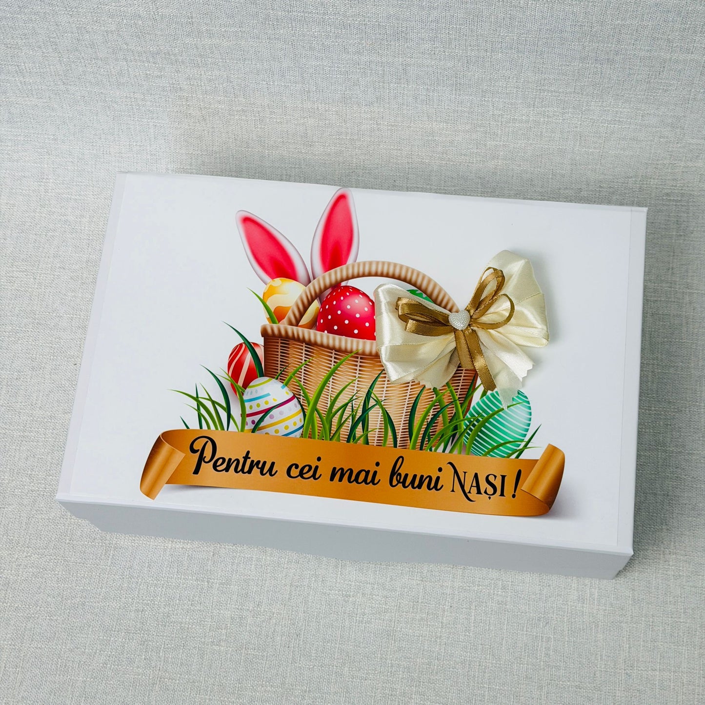 Cutie pentru nași cu poza - tematica Paște