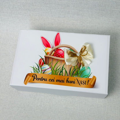 Cutie pentru nași cu poza - tematica Paște