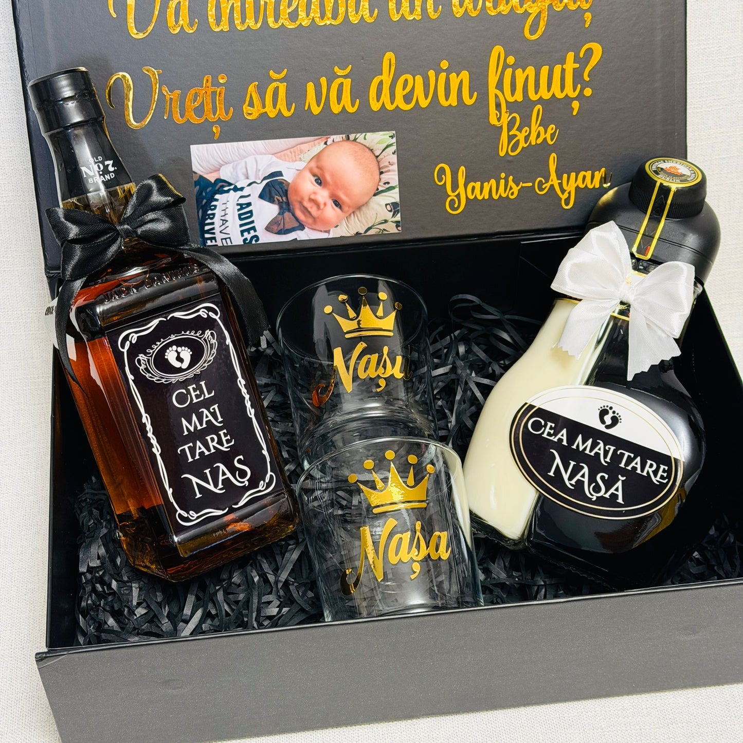 Set cu poza, Jack Daniels și Sheidans "Vreți să fiți nășicii mei"