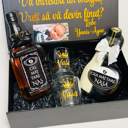 Set cu poza, Jack Daniels și Sheidans "Vreți să fiți nășicii mei"