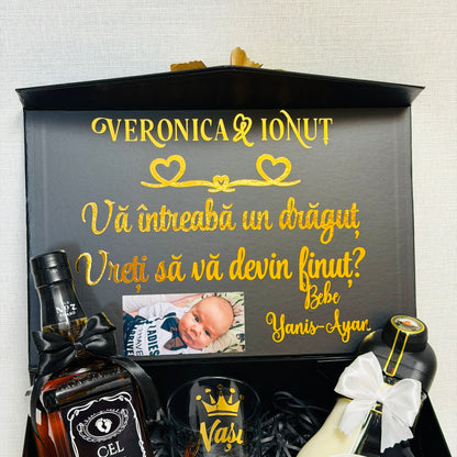 Set cu poza, Jack Daniels și Sheidans "Vreți să fiți nășicii mei"