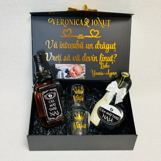 Set cu poza, Jack Daniels și Sheidans "Vreți să fiți nășicii mei"
