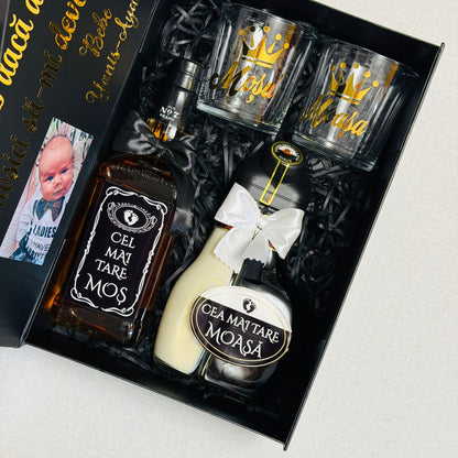 Set cu poza, Jack Daniels și Sheidans "Vreți să fiți moșicii mei"