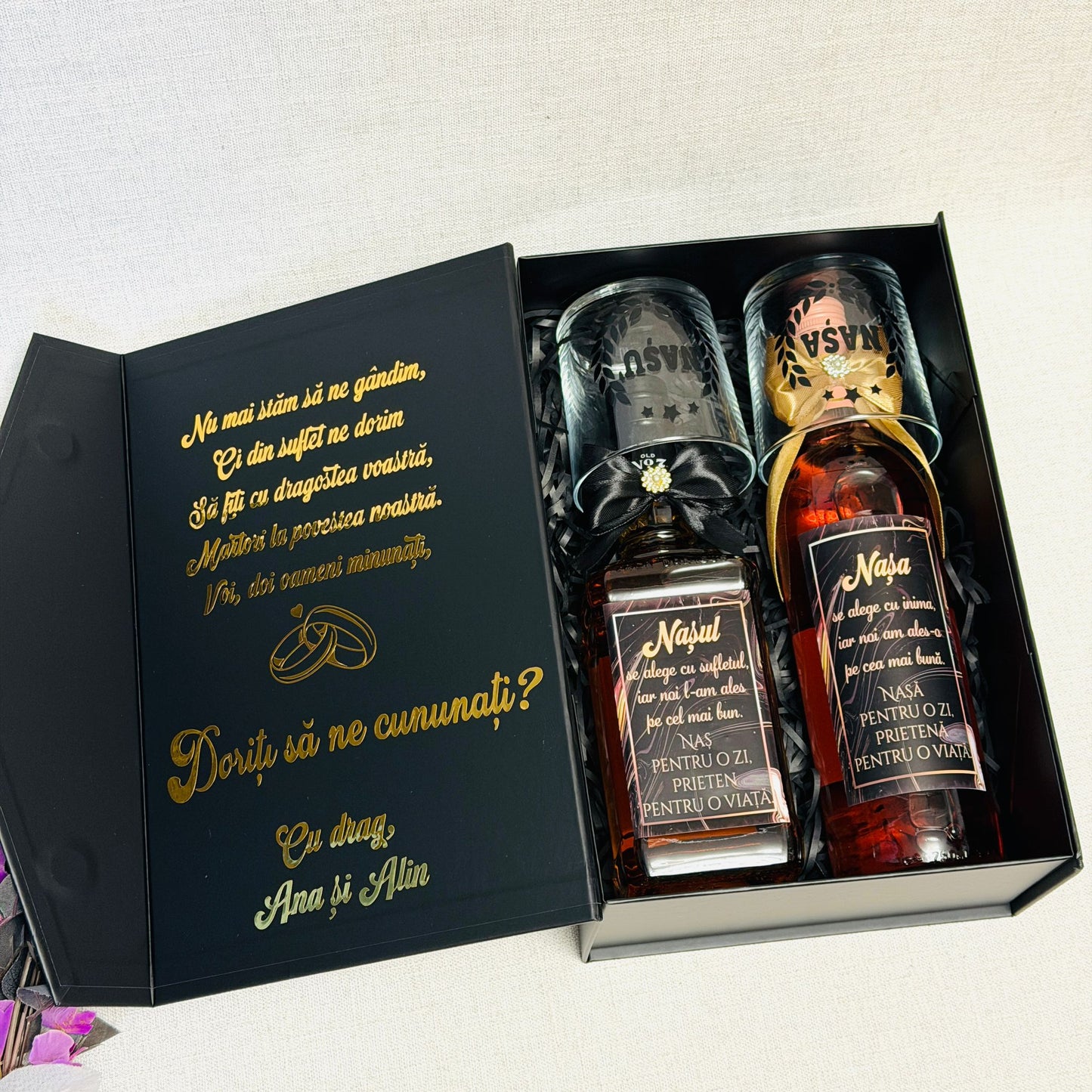 Set Jack Daniels și Vin "Doriți să ne cununați"