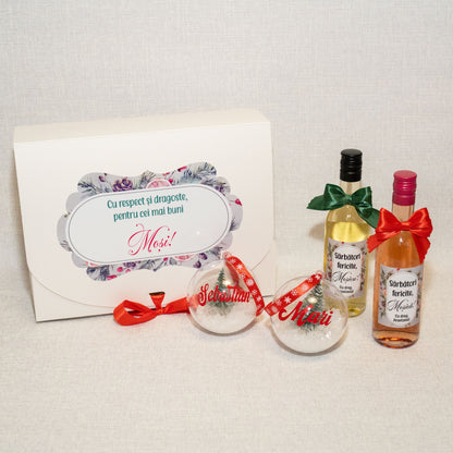 Set Cadou  – Vin și Globuri de Crăciun 