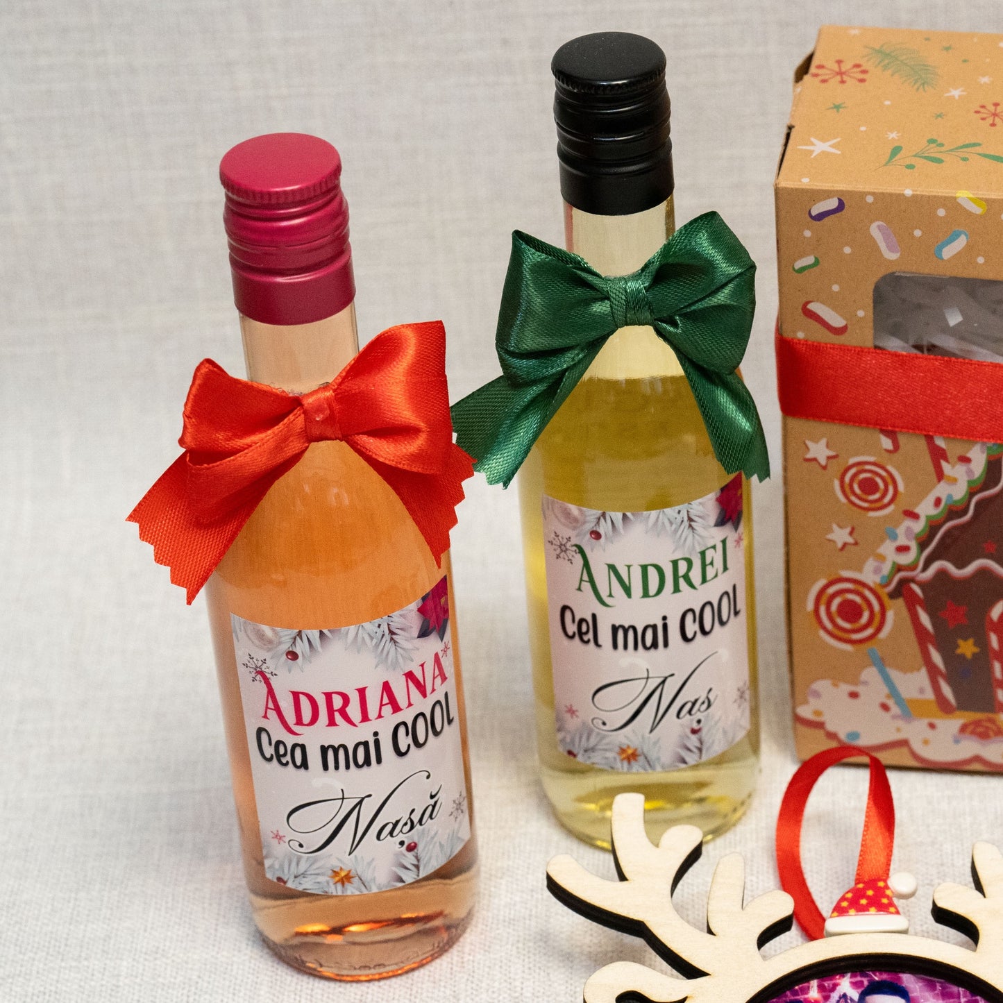 Set Cadou - Vin și Glob de Crăciun cu Poză