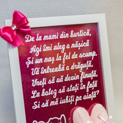 Ramă pentru cerere nași cu botoșei