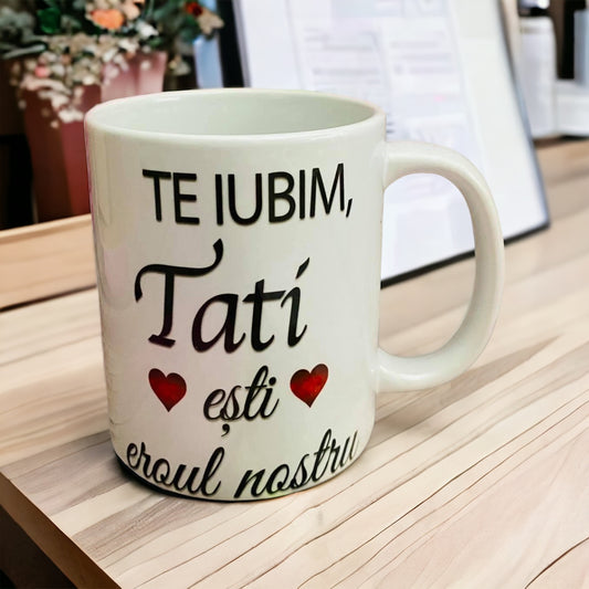 Cană personalizată cu Poză & Text "Ești eroul nostru"