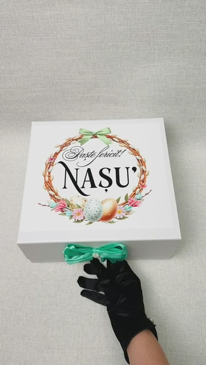 Cutie pentru nașu' cu Jack Daniels, lumânare și pahar - tematica Paște