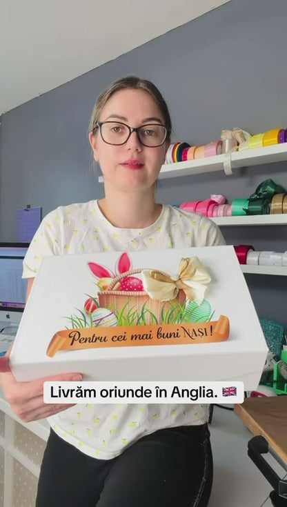 Cutie pentru nași cu poza - tematica Paște