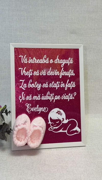 Ramă cerere nași "Vă întreabă o drăguță"