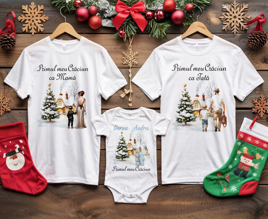 Set 3 tricouri - Primul meu Crăciun (băiat)